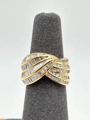 K18 Yellow Gold Multi-Stone Diamond Wide Band Ring