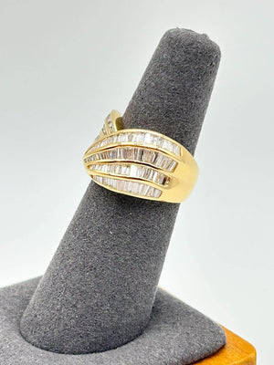 K18 Yellow Gold Multi-Stone Diamond Wide Band Ring
