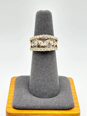K18 Yellow Gold Multi-Stone Diamond Wide Band Ring