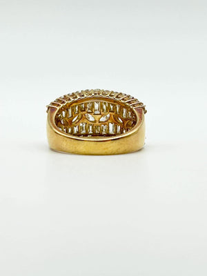 K18 Yellow Gold Multi-Stone Diamond Wide Band Ring