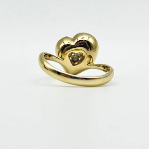 K18 Yellow Gold Diamond Heart Cluster Ring