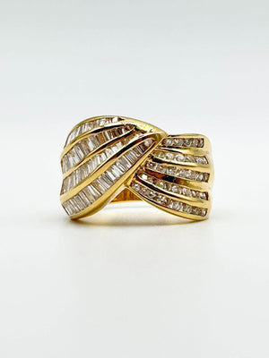 K18 Yellow Gold Multi-Stone Diamond Wide Band Ring