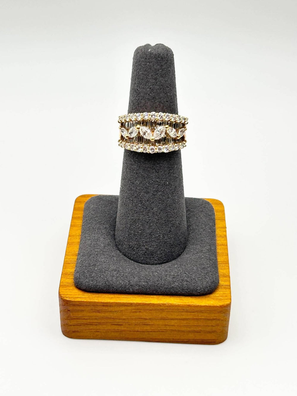 K18 Yellow Gold Multi-Stone Diamond Wide Band Ring