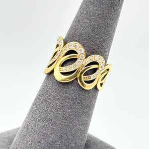 K18 Yellow Gold Diamond Interlocking Band Ring