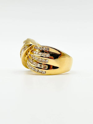K18 Yellow Gold Multi-Stone Diamond Wide Band Ring