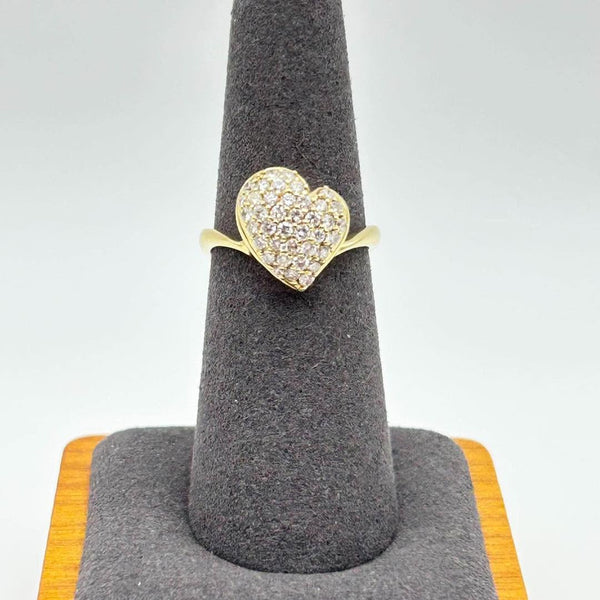 K18 Yellow Gold Diamond Heart Cluster Ring