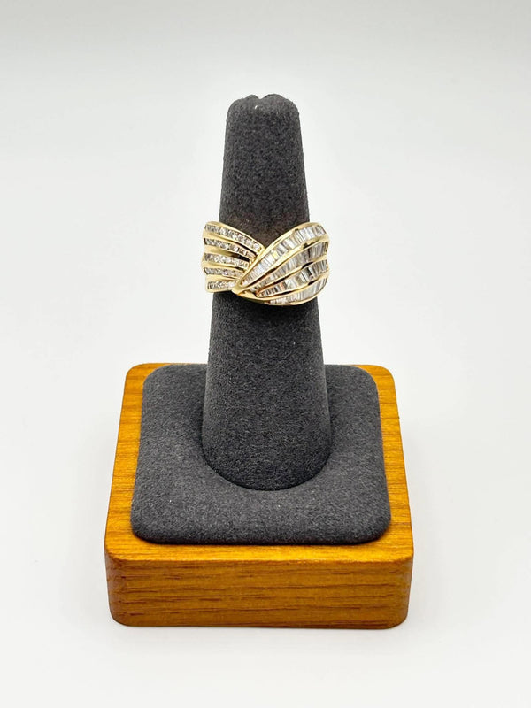 K18 Yellow Gold Multi-Stone Diamond Wide Band Ring