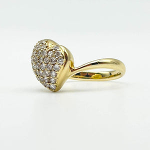 K18 Yellow Gold Diamond Heart Cluster Ring