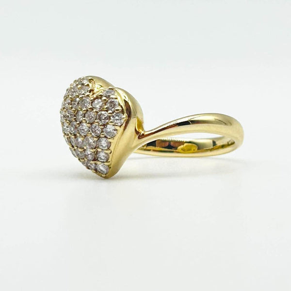 K18 Yellow Gold Diamond Heart Cluster Ring