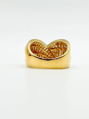K18 Yellow Gold Multi-Stone Diamond Wide Band Ring
