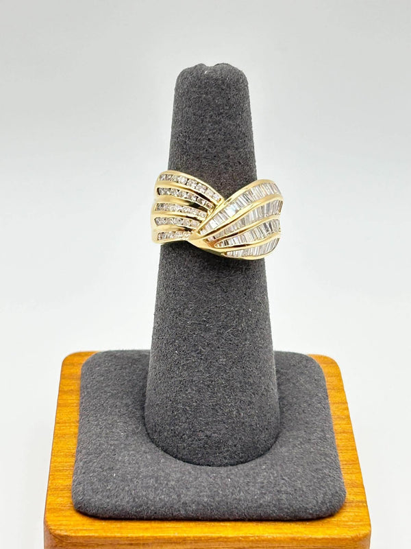 K18 Yellow Gold Multi-Stone Diamond Wide Band Ring