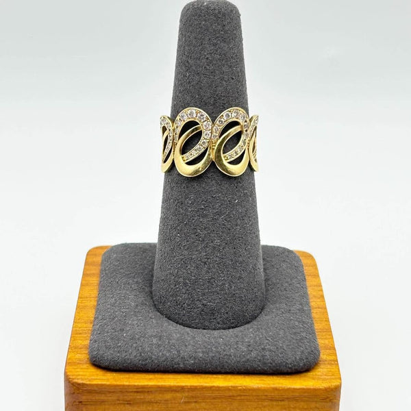 K18 Yellow Gold Diamond Interlocking Band Ring