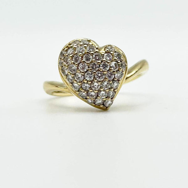 K18 Yellow Gold Diamond Heart Cluster Ring