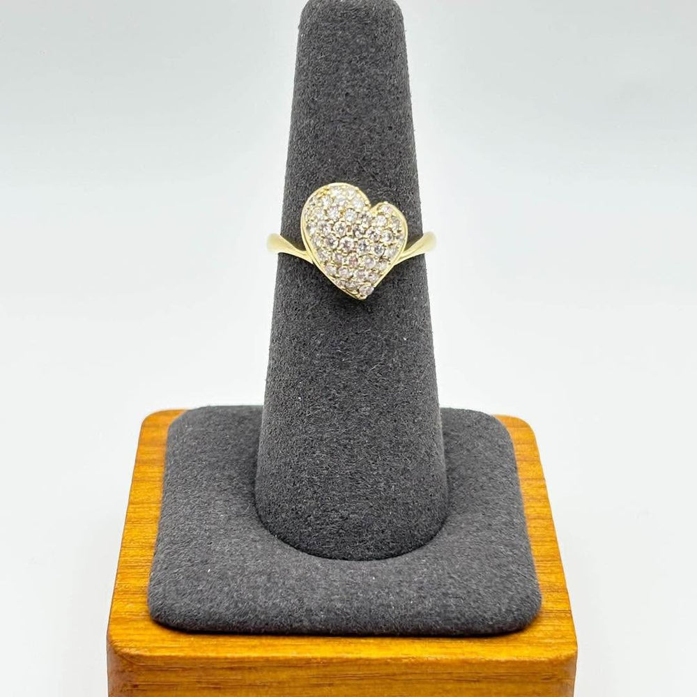 K18 Yellow Gold Diamond Heart Cluster Ring
