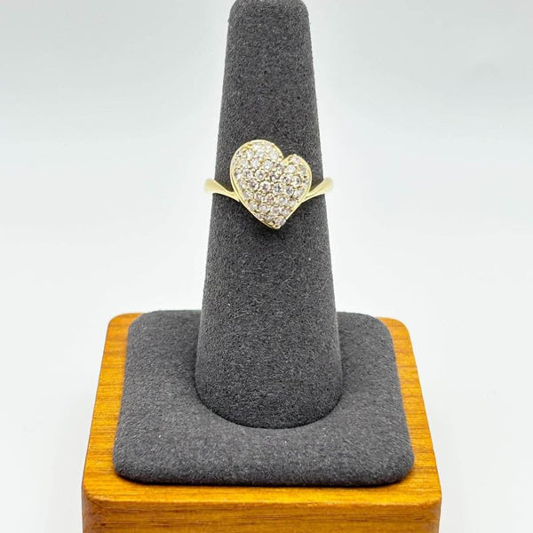 K18 Yellow Gold Diamond Heart Cluster Ring