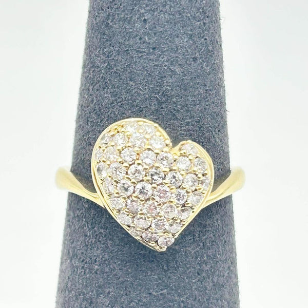 K18 Yellow Gold Diamond Heart Cluster Ring