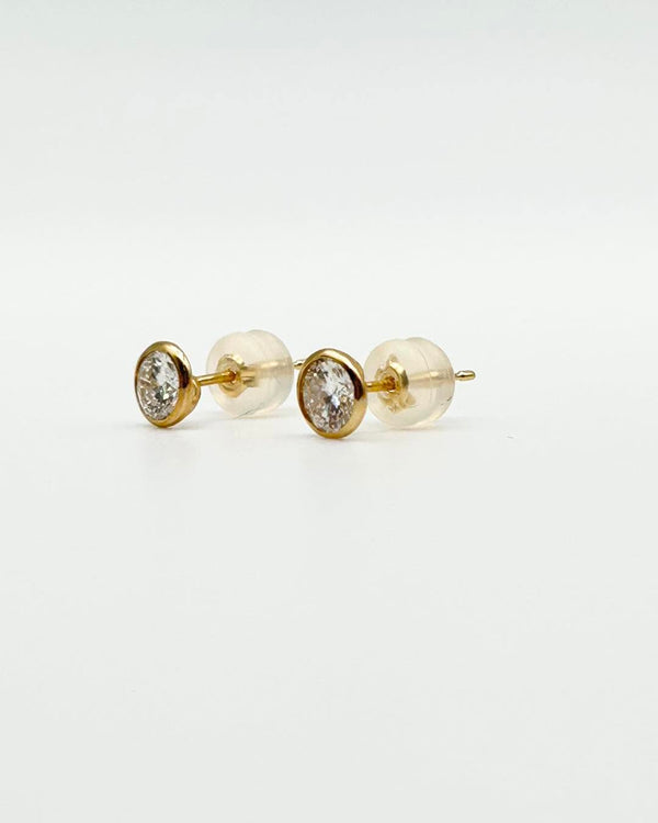 K18 Diamond Bezel Stud Earrings