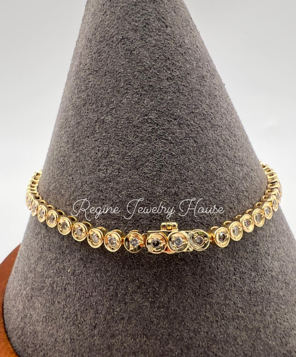 K18 Fine Gold  Tennis Bracelet With Diamond