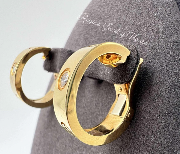 Cartier LOVE 18K Yellow Gold Diamond Hoop Earrings