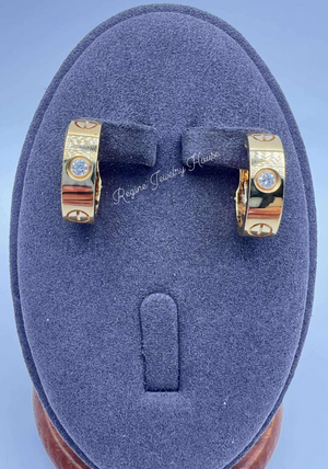 Cartier LOVE 18K Yellow Gold Diamond Hoop Earrings