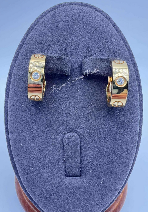 Cartier LOVE 18K Yellow Gold Diamond Hoop Earrings