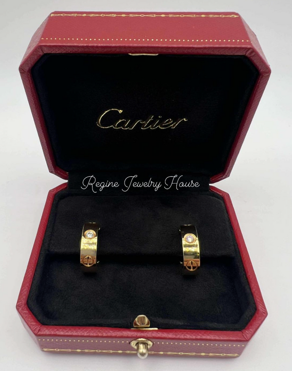 Cartier LOVE 18K Yellow Gold Diamond Hoop Earrings