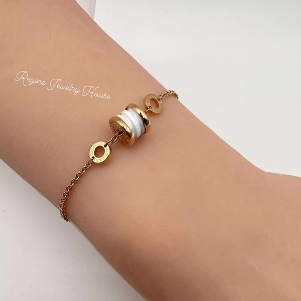 BVLGARI B.zero1 750  Gold & White Ceramic Bracelet
