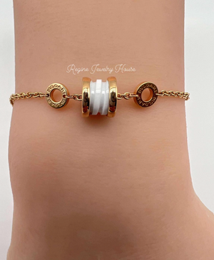 BVLGARI B.zero1 750  Gold & White Ceramic Bracelet