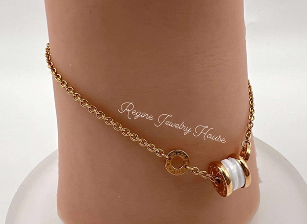 BVLGARI B.zero1 750  Gold & White Ceramic Bracelet