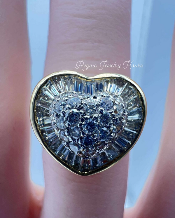 K18 Yellow Gold Diamond Heart Ring – 1.17ct, 7.8g