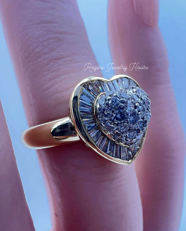 K18 Yellow Gold Diamond Heart Ring – 1.17ct, 7.8g