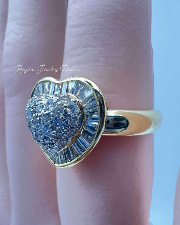 K18 Yellow Gold Diamond Heart Ring – 1.17ct, 7.8g