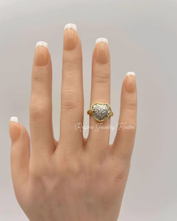 K18 Yellow Gold Diamond Heart Ring – 1.17ct, 7.8g