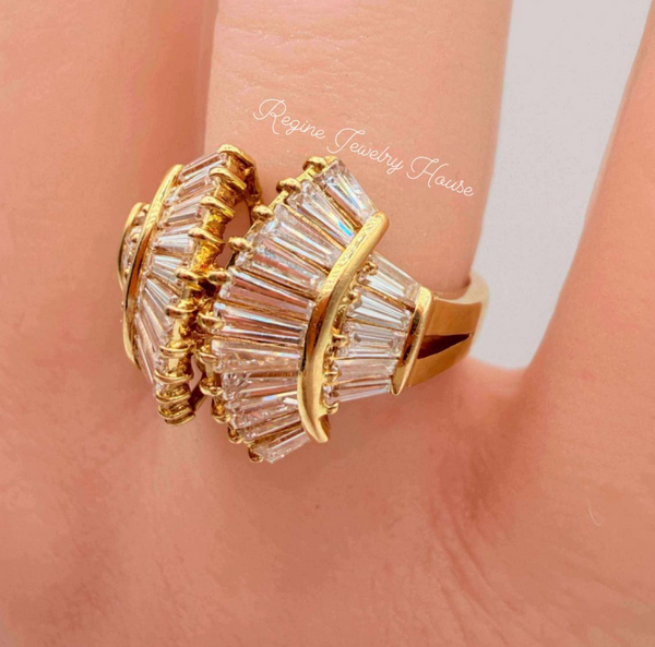 Spectacular K18 Yellow Gold 1.00ct Diamond Baguette Statement Ring