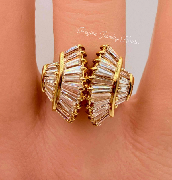 Spectacular K18 Yellow Gold 1.00ct Diamond Baguette Statement Ring