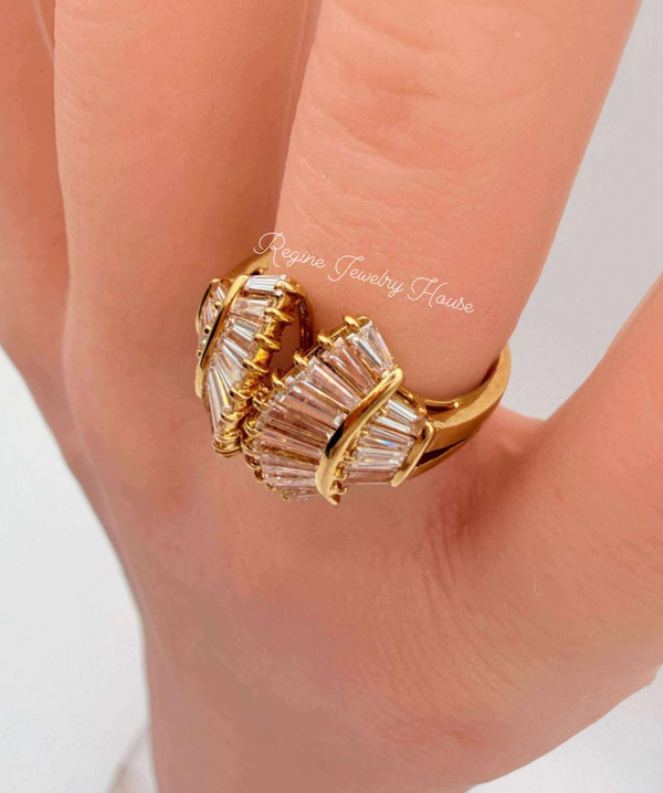 Spectacular K18 Yellow Gold 1.00ct Diamond Baguette Statement Ring