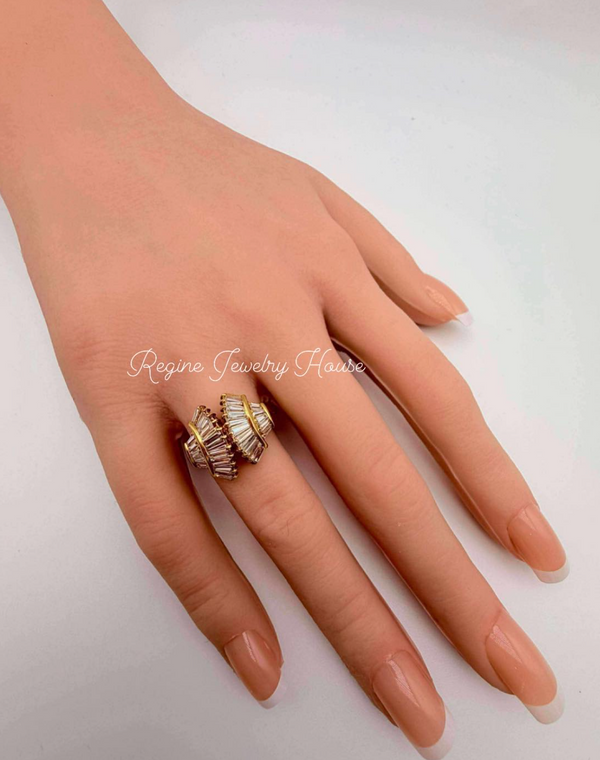 Spectacular K18 Yellow Gold 1.00ct Diamond Baguette Statement Ring