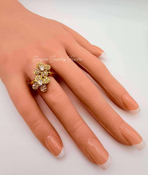 Romantic K18 Yellow Gold 0.84ct Diamond Flower Cluster Ring