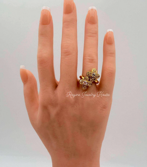 Romantic K18 Yellow Gold 0.84ct Diamond Flower Cluster Ring