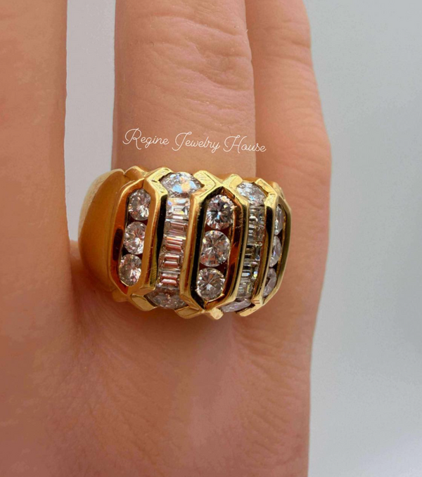 Massive K18 Yellow Gold 2.41 Carat Diamond Dome Statement Ring
