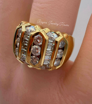 Massive K18 Yellow Gold 2.41 Carat Diamond Dome Statement Ring