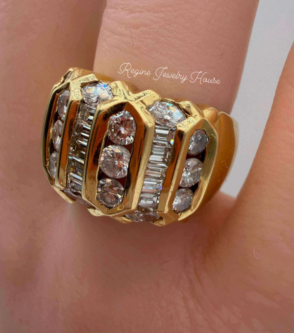 Massive K18 Yellow Gold 2.41 Carat Diamond Dome Statement Ring
