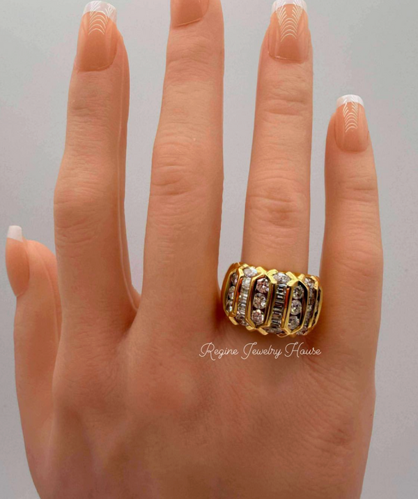Massive K18 Yellow Gold 2.41 Carat Diamond Dome Statement Ring