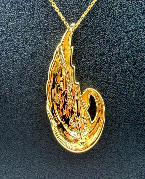 TASAKI K18 Yellow Gold 0.25ct Diamond Swan Pendant & Brooch