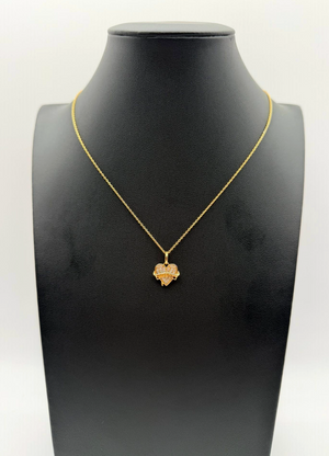 GARDEL K18 Yellow Gold Diamond Pave Heart & Banner Necklace