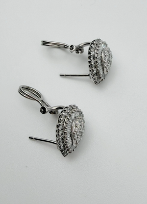 Luxurious Pt900 Platinum 1.32ct Diamond Cluster Earrings