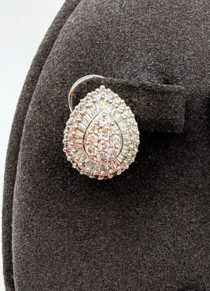 Luxurious Pt900 Platinum 1.32ct Diamond Cluster Earrings