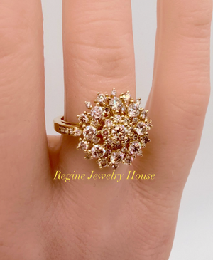K18 Yellow Gold 1.00ct Natural Diamond Flower Cluster Ring 5g Size 6.25