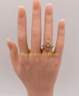 K18 Yellow Gold 1.00ct Natural Diamond Flower Cluster Ring 5g Size 6.25