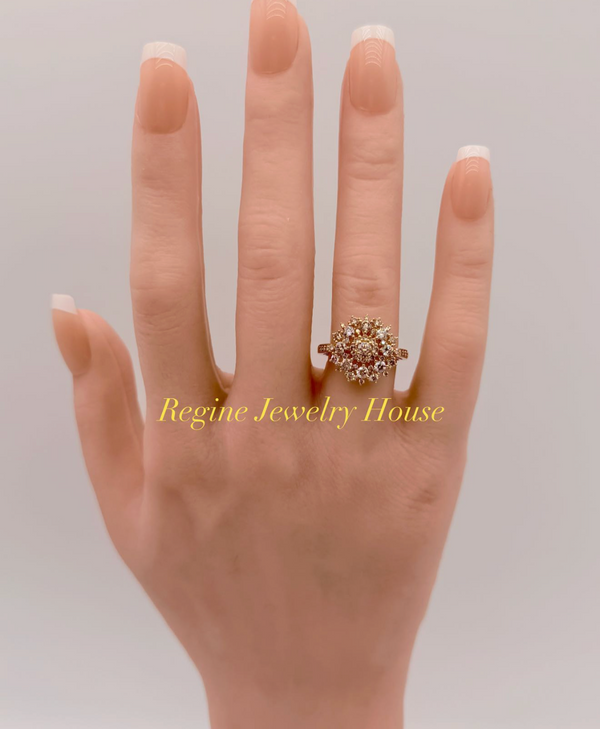 K18 Yellow Gold 1.00ct Natural Diamond Flower Cluster Ring 5g Size 6.25